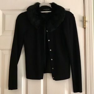 NWOT Harold’s cardigan with faux fur collar